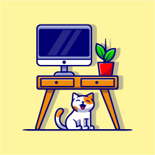 Illustration d'un chat sous un meuble